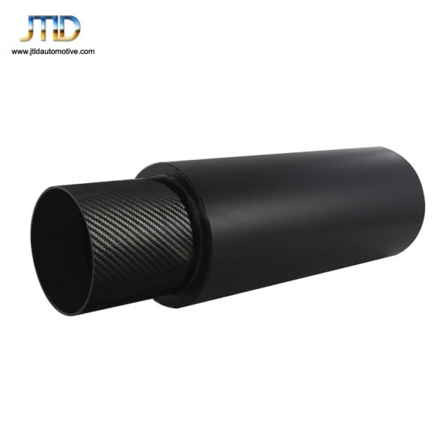 JTM-037BKCF Universal Plated Black  Stainless Steel exhaust Muffler pipe with 2.5" Inlet exhaust muffler