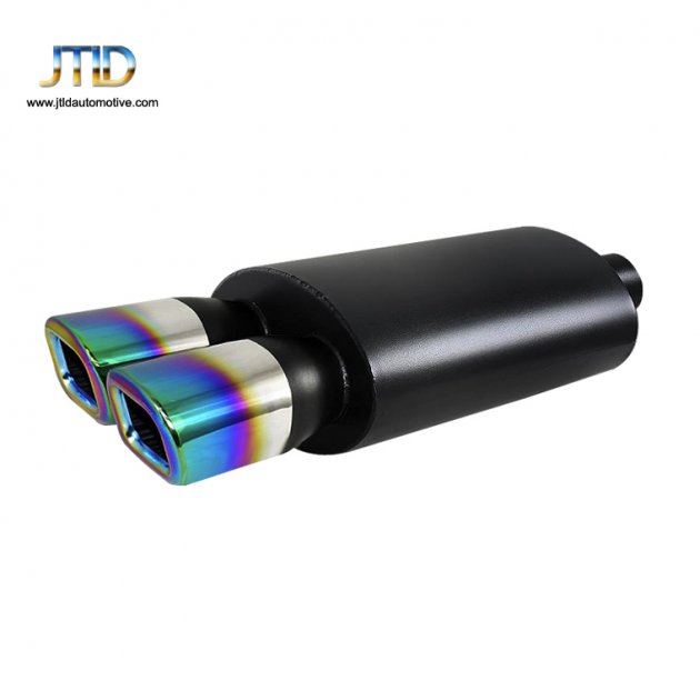  JTM-051 Dual Rainbow Burnt Tip Black exhaust pipe 2.5" Inlet Weld-on Exhaust Muffler
