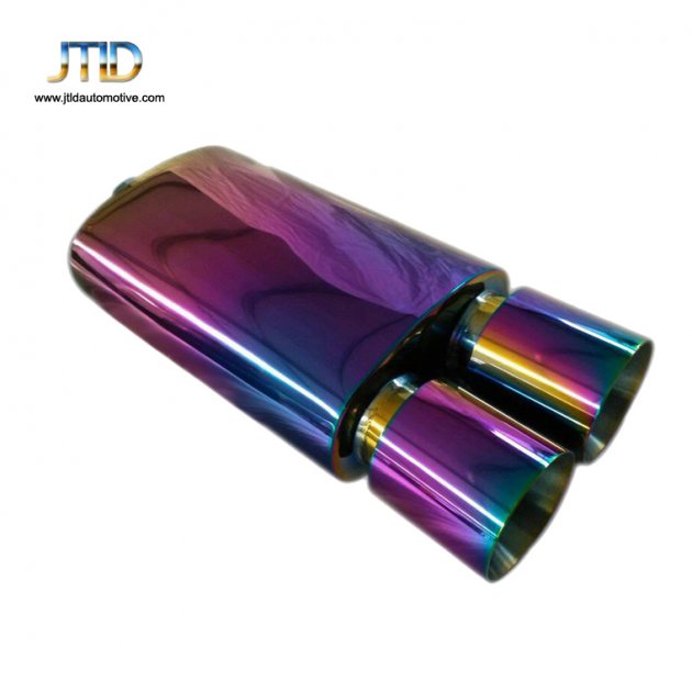 JTM-055 Dual Rainbow Burnt T-304 Stainless Steel Exhaust Muffler+Silencer