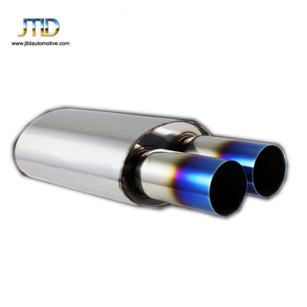 JTM-056BL  Dual Blue flame Tip Weld On Exhaust Muffler 2.5" Inlet