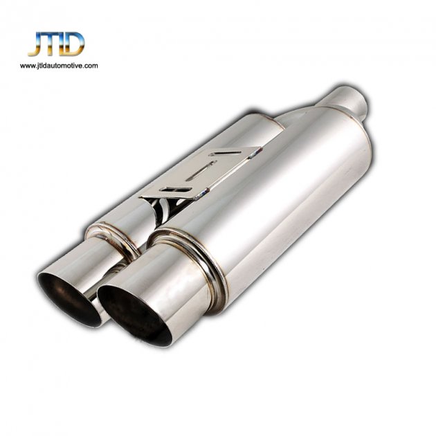 JTM-059PL high performance Dual Natural color polishing Tip  Weld On  Exhaust Muffler 2.5" Inlet