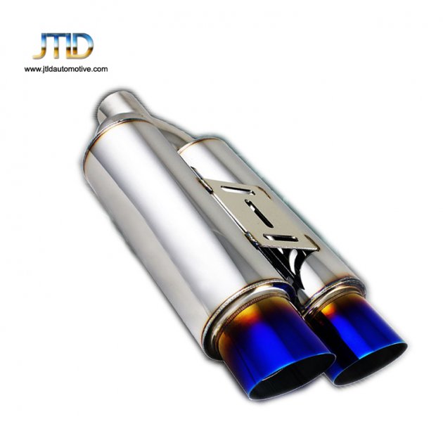 JTM-059BL high performance Dual Blue flame Tip  Weld On  Exhaust Muffler 2.5" Inlet