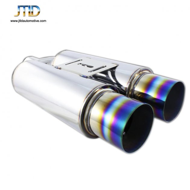   JTM-058GB High quality DUAL colorful  Weld On  Exhaust Muffler 2.5" Inlet