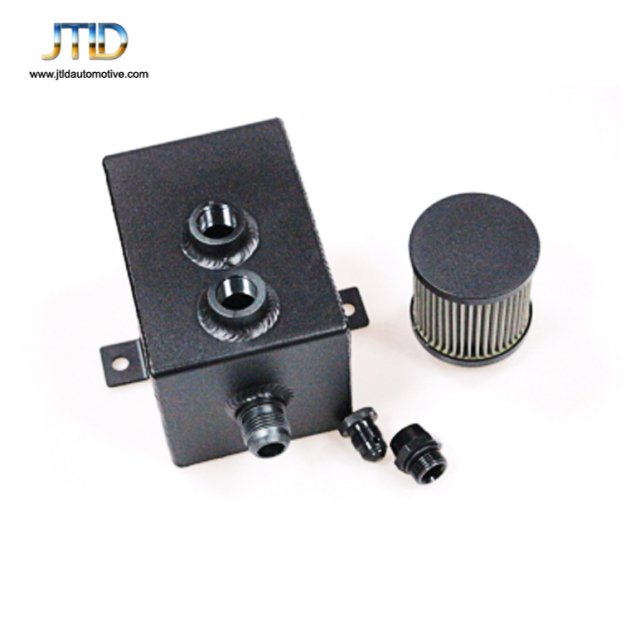  JTOC-1003 Universal 2L Aluminum Oil Catch Can Tank Fuel Tank With Breather & Filter Drain Tap