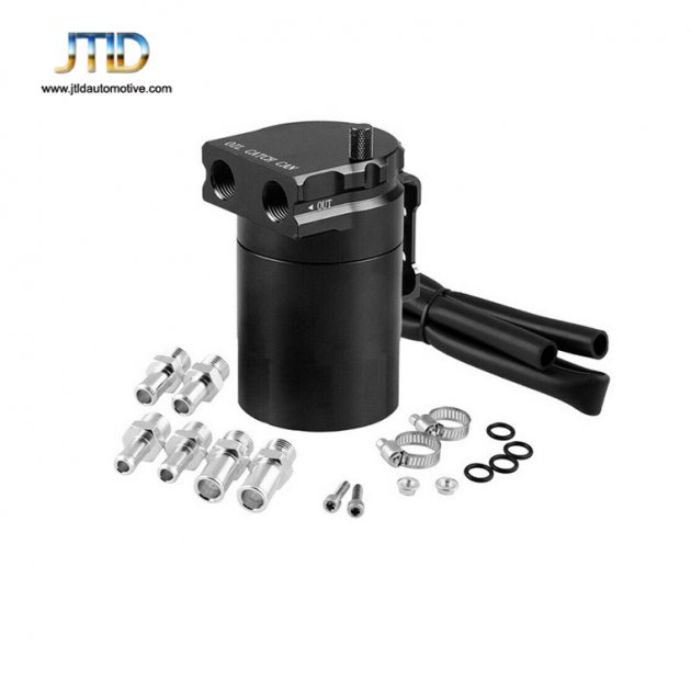 JTOC-1029 Universal Polish Baffled Universal Aluminum Oil Catch Breather Can Reservoir Tank