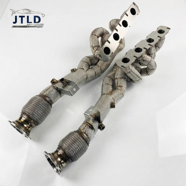 JTAD-013 Stainless Steel Exhaust Manifold for Audi R8 4.2L V8 Long Tube Headers With Heat Shield Performance Tuning Upgraded Pipe
