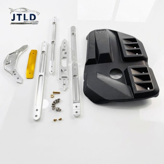 CFI-004 Billet Aluminum Engine Strut Tower Brace and Carbon Fiber Engine Cover Upgrade Kit for BMW G8X S58 G80 M3 G82 M4 G87 M2
